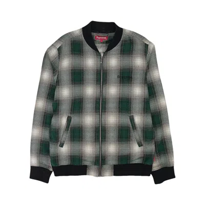 Pre-owned Supreme Shadow Plaid Bomber 'green' | Men's Size L