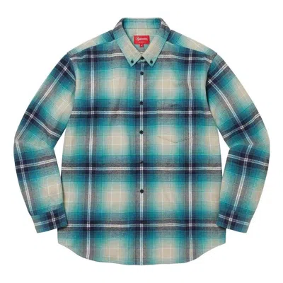 Supreme Shadow Plaid Flannel Shirt 'teal White Black' In Multi