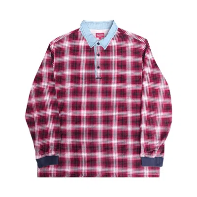 Pre-owned Supreme Shadow Plaid Rugby 'red' | Men's Size S