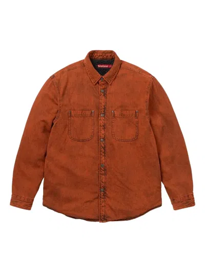 Supreme Shearling Lined Denim Shirt In Orange