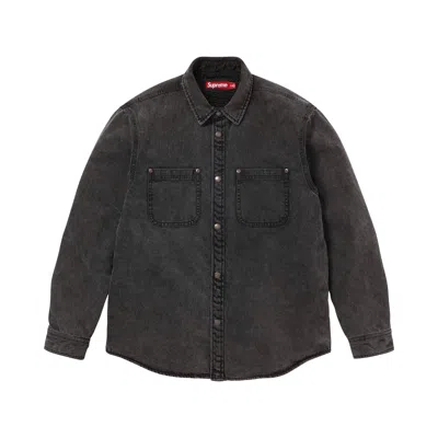 Pre-owned Supreme Shearling Lined Denim Work Shirt 'black' | Men's Size Xxl