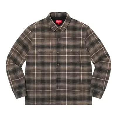 Pre-owned Supreme Shearling Lined Flannel Shirt 'black'