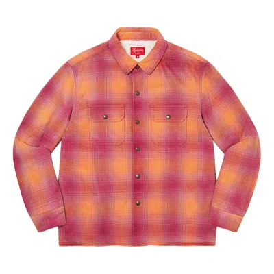 Pre-owned Supreme Shearling Lined Flannel Shirt 'orange' | Men's Size Xl