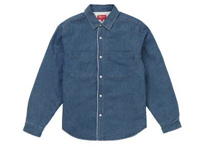 Pre-owned Supreme Sherpa Lined Denim Shirt In Blue