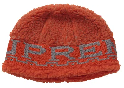 Pre-owned Supreme Sherpa Logo Beanie In Burnt Orange