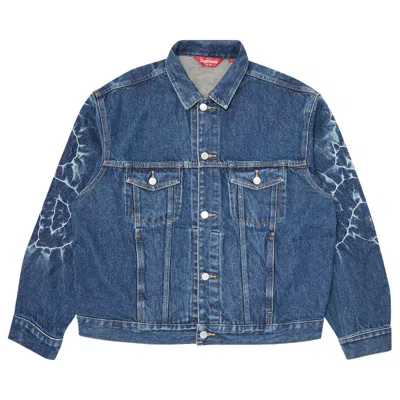 Pre-owned Supreme Shibori Denim Trucker Jacket 'rigid Indigo' In Blue