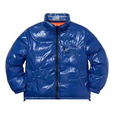 Supreme Shiny Reversible Puffy Jacket 'blue Orange'