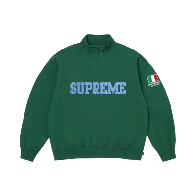 Pre-owned Supreme Shop Flag Half Zip Pullover 'dark Green Milan' | Men's Size M