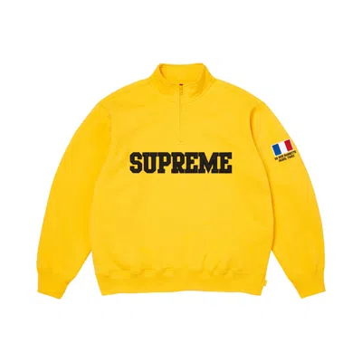Pre-owned Supreme Shop Flag Half Zip Pullover 'yellow Paris' | Men's Size S