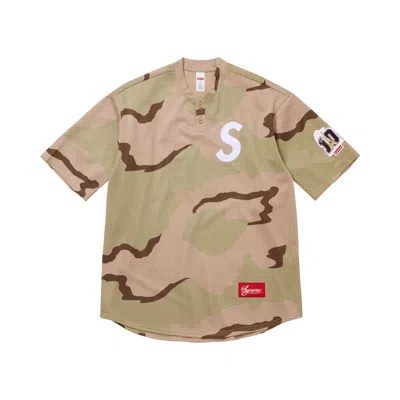 Pre-owned Supreme Shop S Logo Henley 'desert Camo Paris' | Brown | Men's Size M