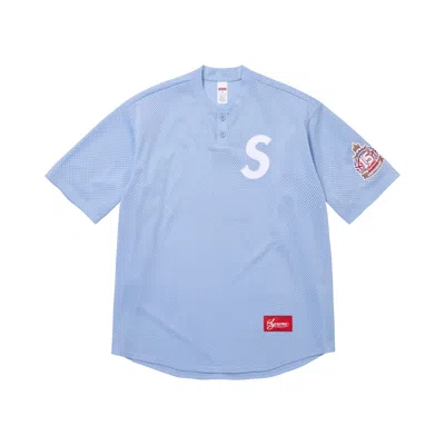 Pre-owned Supreme Shop S Logo Henley 'light Blue London' | Men's Size M