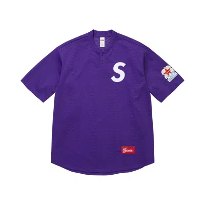 Pre-owned Supreme Shop S Logo Henley 'purple Los Angeles' | Men's Size Xl