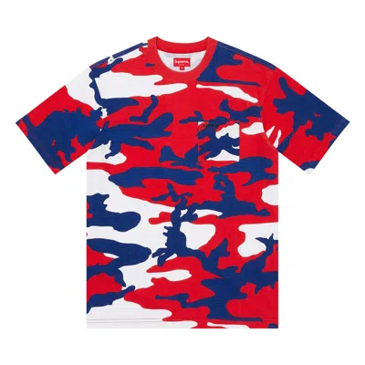 Pre-owned Supreme Short-sleeve Pocket Tee 'red Camo' In Multi-color