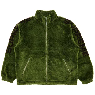 Pre-owned Supreme Shoulder Logo Fleece Jacket 'green' | Men's Size S