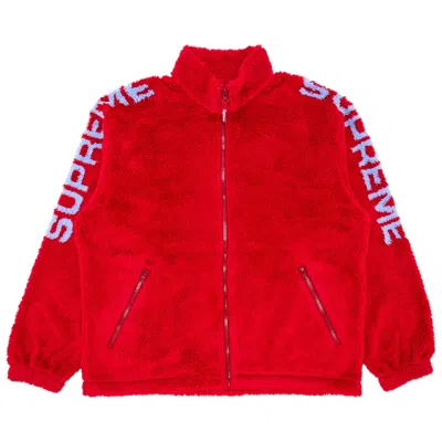 Pre-owned Supreme Shoulder Logo Fleece Jacket 'red' | Men's Size L