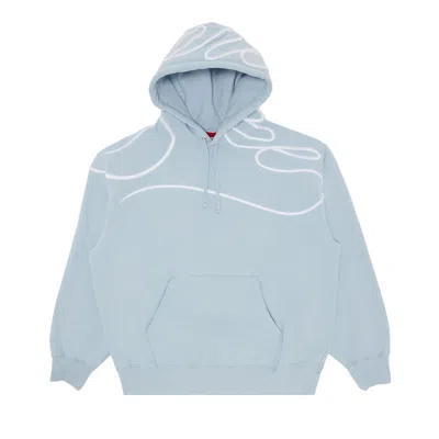 Pre-owned Supreme Shoulder Script Hooded Sweatshirt 'light Blue' | Men's Size L