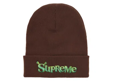 Pre-owned Supreme Shrek Beanie In Brown