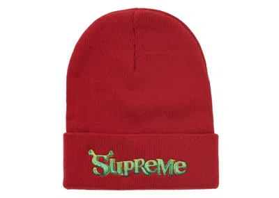 Pre-owned Supreme Shrek Beanie In Cardinal