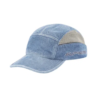 Pre-owned Supreme Side Mesh Piping Camp Cap 'denim' | Blue | Men's Size Onesize