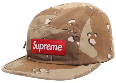 Pre-owned Supreme Side Zip Camp Cap In Desert Camo In Brown