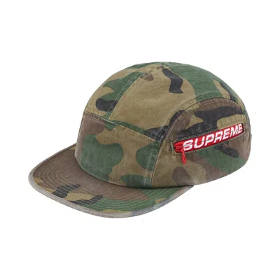Pre-owned Supreme Side Zip Camp Cap 'woodland Camo' | Green | Men's Size Onesize