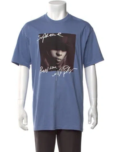 Pre-owned Supreme Signature Logo Graphic Print T-shirt In Blue