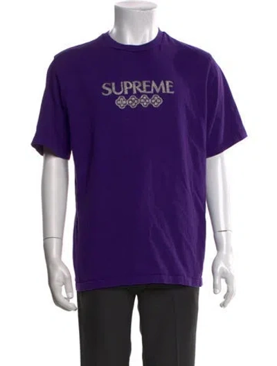 Pre-owned Supreme Signature Logo Graphic Print T-shirt In Purple