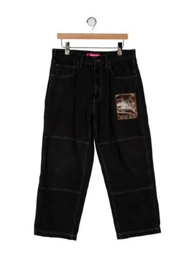 Pre-owned Supreme Signature Logo Relaxed Fit Jeans In Black