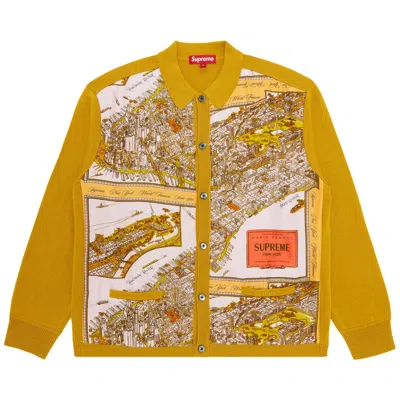 Pre-owned Supreme Silk Map Cardigan 'mustard' In Yellow