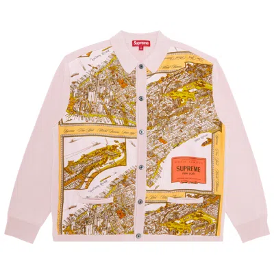 Pre-owned Supreme Silk Map Cardigan 'pink'