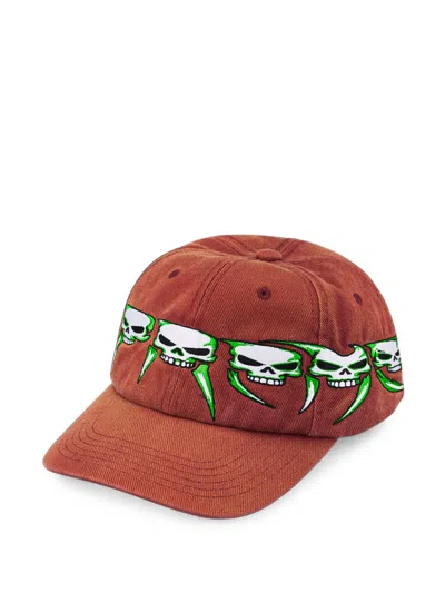 Supreme Skulls Spellout 6-panel Cap In Brown