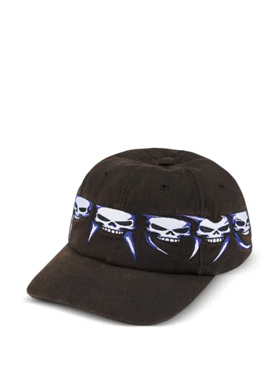 Supreme Skulls Spellout 6-panel Cap In Brown