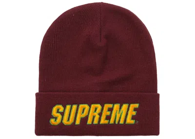 Pre-owned Supreme Slant Beanie In Burgundy