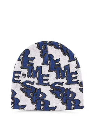 Supreme Slanted Gothic Monogram-pattern Beanie Hat In Blue