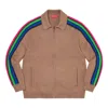 Supreme Sleeve Stripe Zip Up Sweater 'brown Blue Green Red'