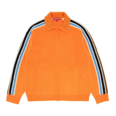 Pre-owned Supreme Sleeve Stripe Zip Up Sweater 'orange'