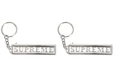Pre-owned Supreme Slide Keychain (set Of 2) In Silver