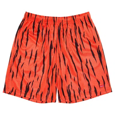 Pre-owned Supreme Small Box Baggy Mesh Short 'tiger' In Orange
