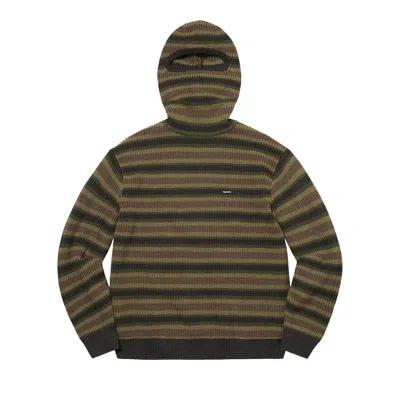 Pre-owned Supreme Small Box Balaclava/turtleneck Sweater 'olive Stripe' | Green | Men's Size L