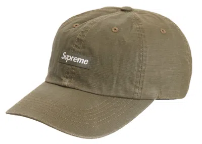 Pre-owned Supreme Small Box Coated Linen 6panel In Olive In Green