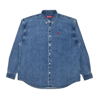 Pre-owned Supreme Small Box Denim Shirt 'washed Indigo' | Blue | Men's Size L