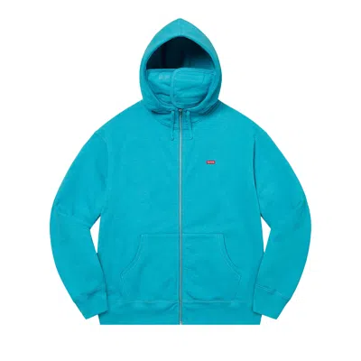 Pre-owned Supreme Small Box Facemask Zip Up Hooded Sweatshirt 'cyan' In Teal
