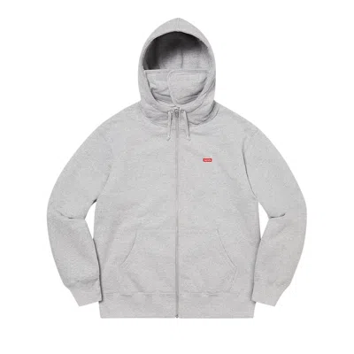 Pre-owned Supreme Small Box Facemask Zip Up Hooded Sweatshirt 'heather Grey'