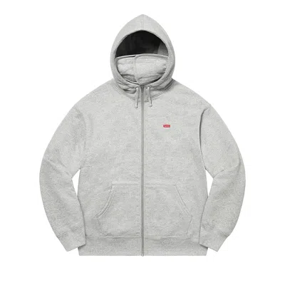 Pre-owned Supreme Small Box Facemask Zip Up Hooded Sweatshirt 'heather Grey'