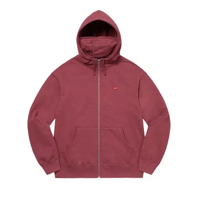 Pre-owned Supreme Small Box Facemask Zip Up Hooded Sweatshirt 'plum' | Red | Men's Size M