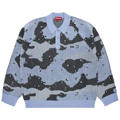 Pre-owned Supreme Small Box Polo Sweater 'blue Camo'