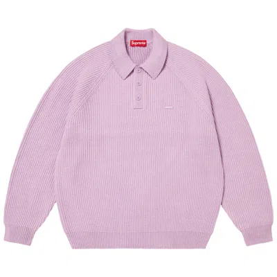 Pre-owned Supreme Small Box Polo Sweater 'lavender' | Purple | Men's Size Xl