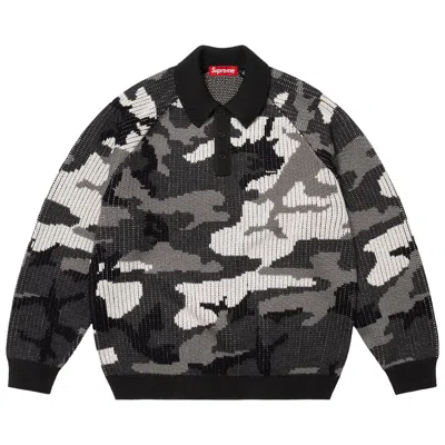 Pre-owned Supreme Small Box Polo Sweater 'snow Camo' | White | Men's Size Xl