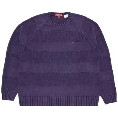 Pre-owned Supreme Small Box Stripe Sweater 'purple'