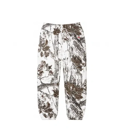 Pre-owned Supreme Small Box Sweatpant Ss24 Snow Camo Size Large Aop Realtree In White